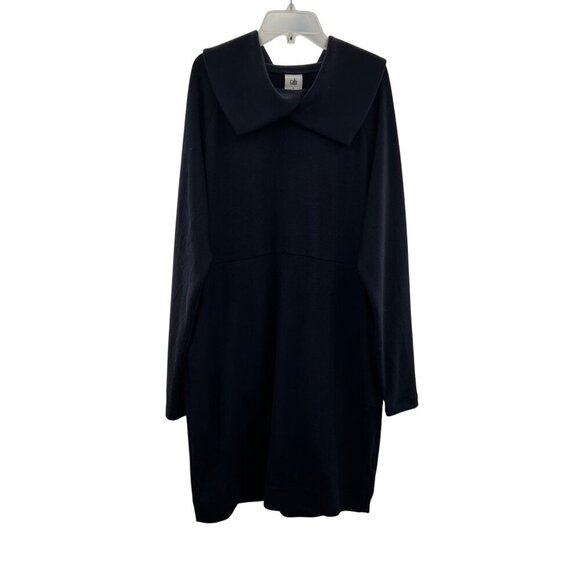 Cabi Women's Sweater Dress Collared Long Sleeve Navy Size Small Pockets - Picture 1 of 9
